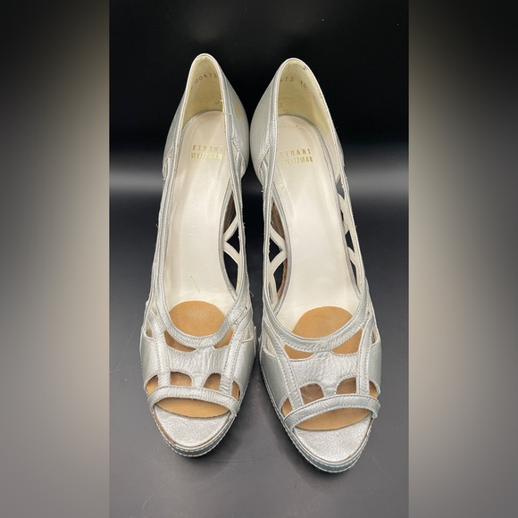 Stuart Weitzman Silver Wedge Sandals - Picture 2 of 14